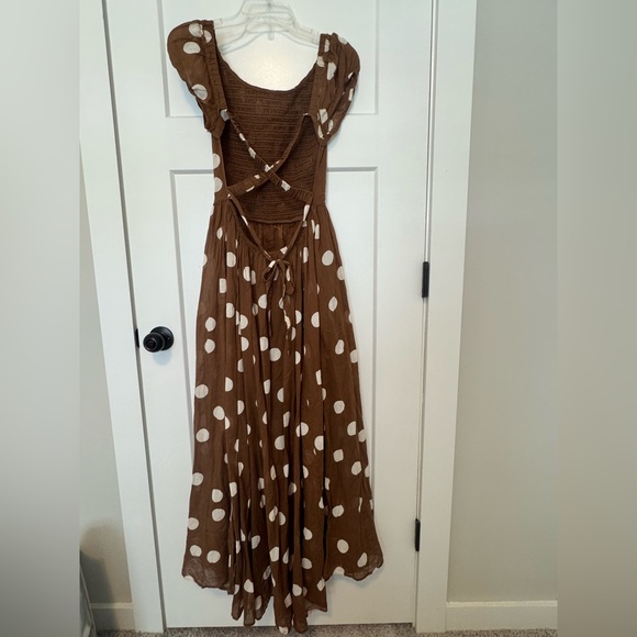 Free people Ultraviolet polka dot shirred bust maxi dress in oak - Picture 8 of 9
